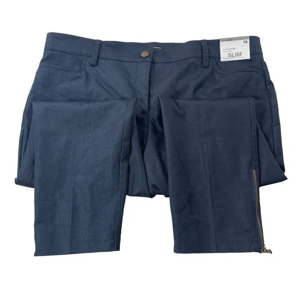 New York & Co Pants‎ Womens Size 16 Navy Mid Rise Crop Slim - Picture 5 of 8